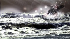 Sea abstract Whales waves Desktopography