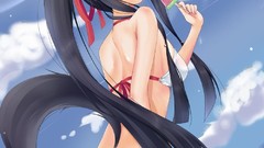 Sea Animals water blue hair long hair anime girls nekomimi 