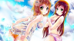 Sea Anime blush anime girls green eyes brunettes redheads 