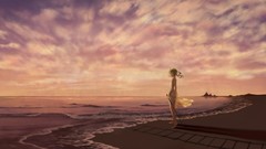 Sea Anime dress waves shadows anime girls skyscapes