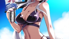 Sea anime girls vocaloid yowane haku gray hair bikini swimsuits 
