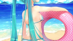 Sea ass Anime Beaches anime girls hatsune miku vocaloid bikini 