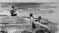 Sea black and white drawings mermaids flute nymph artwork greek 