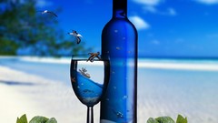 Sea blue bottles