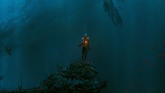 Sea blue ocean dark artwork fantasy art