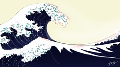 Sea blue ocean Japanese waves artwork The Great Wave off 