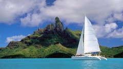 Sea Boats lagoon Bora Bora French Polynesia catamaran