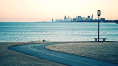 Sea building road landscape nature cityscape bench water lantern