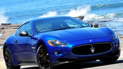 Sea cars waves Supercars Italian Maserati granturismo blue cars