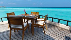 Sea chairs Tables wood floor