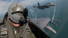Sea clouds Aircraft military cockpit f-16 fighting falcon 
