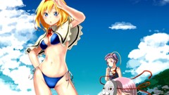 Sea clouds Beaches blondes masks anime girls touhou alice 