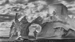 Sea clouds black and white monochrome icebergs photo art 