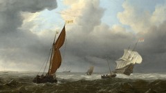 Sea clouds Boats paintings artwork