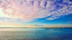 Sea clouds Boats skyscapes