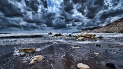 Sea clouds cliffs rocks