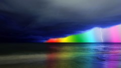 Sea clouds Lightning storm overcast multicolor