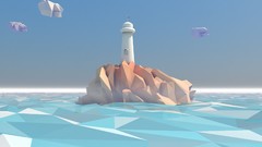 Sea clouds ocean triangles geometry low poly