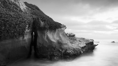 Sea coast cliffs san diego greyscale