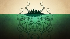 Sea Cthulhu Islands tentacles artwork city skyline
