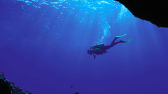 Sea diver underwater nature