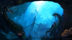 Sea diver underwater Underwater World creatures artwork fantasy 