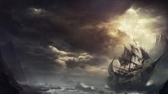 Sea fantasy ships paintings artwork