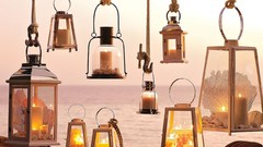 Sea fire light shells many hanging Lamps flames lanterns coral