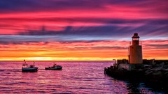 Sea fire tower colors lighthouses skyscapes