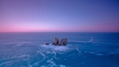 Sea foam horizon rocks waves arches