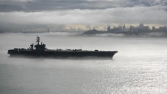 Sea fog water ocean dawn War ships Boats marine Carrier 