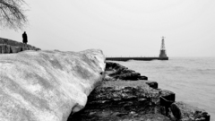 Sea grayscale sea shorelines