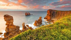 Sea landscape cliff clouds sky calm horizon nature coast