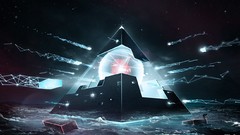 Sea lights Technology pyramids digital art blueprints