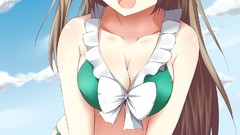 Sea long hair anime girls brunettes cleavage bikini love live 