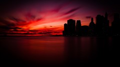 Sea Manhattan silhouettes city skyline