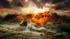 Sea Men ships storm catastrophe Crash waves sinking ships