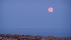 Sea moon orange Italy houses skyscapes calabria