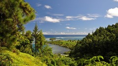 Sea Mountains clouds forests