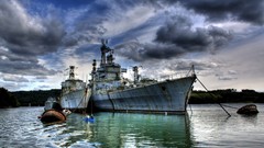 Sea Mountains clouds heaven storm Boats vehicles