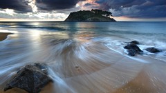 Sea Mountains clouds rocks Beaches HDR Photography