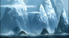 Sea Mountains spikes rocks waves artwork Andreas Rocha