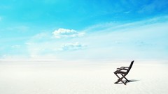 Sea nature clouds chairs horizon lonely Beaches skies relaxing