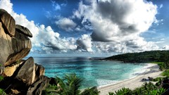 Sea nature clouds ocean Seychelles rocks Beaches skyscapes