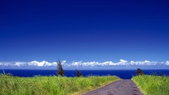 Sea nature clouds paths blue skies