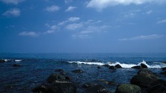 Sea nature clouds rocks waves shore skyscapes