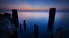 Sea nature purple water dark horizon sky