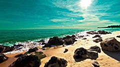 Sea nature sun ocean coast rocks Beaches waves night landscapes