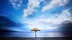 Sea nature Umbrellas Beaches skies