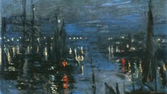 Sea night France port Boats French paintings impressionism 